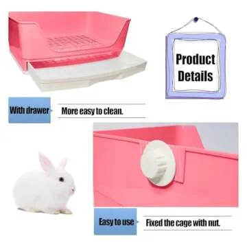 kathson Large Rabbit Litter Box Trainer, Potty Corner Toilet with Drawer Bigger Pet Pan for Adult Ha...