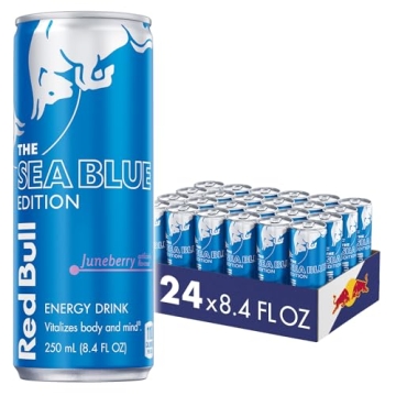 Red Bull Sea Blue Edition Energy Drink, Juneberry - 24 Cans, 80mg Caffeine & Taurine