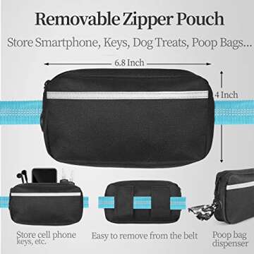 iYoShop Hands Free Dog Leash with Zipper Pouch, Dual Padded Handles and Durable Bungee for Walking, ...