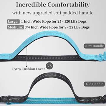 iYoShop Hands Free Dog Leash with Zipper Pouch, Dual Padded Handles and Durable Bungee for Walking, Jogging and Running Your Dog (Large, 25-120 lbs, Blue)
