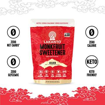 Lakanto Golden Monk Fruit Sweetener With Erythritol, Raw Cane Sugar Substitute From Monk Fruit Extract, Raw Sugar Replacement for Baking, Coffee & Tea, Gluten Free, Low Carb, Non GMO, Keto, 3 LB Bag