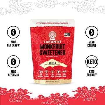 Lakanto Golden Monk Fruit Sweetener With Erythritol, Raw Cane Sugar Substitute From Monk Fruit Extract, Raw Sugar Replacement for Baking, Coffee & Tea, Gluten Free, Low Carb, Non GMO, Keto, 3 LB Bag