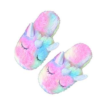 Unicorn Hooded Bathrobe Sleepwear Matching Slippers Girls Gifts (Bright Rainbow, 10-11 Years)