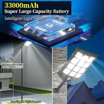 Ofuray Of-5600W Solar Street Lights Outdoor,560000Lm Solar Security Flood Lights Parking Lot Lights Commercial Dusk to Dawn, 6500k Waterproof Led with Remote Control Motion for Street,Court,Barn