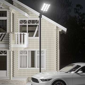 Ofuray Of-5600W Solar Street Lights Outdoor,560000Lm Solar Security Flood Lights Parking Lot Lights Commercial Dusk to Dawn, 6500k Waterproof Led with Remote Control Motion for Street,Court,Barn