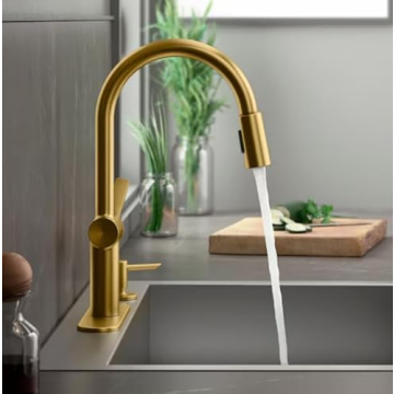 Kohler Pull Down Kitchen Faucet - Elegant Gold Finish