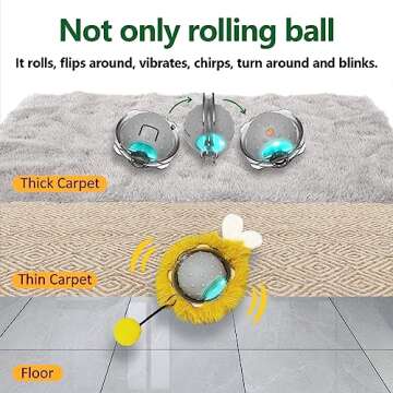 AUKL Interactive Cat Toys Ball with Super Driver, Motion Activate Electric Cat Toy Recommend on Wool...