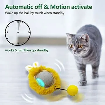 AUKL Interactive Cat Toys Ball with Super Driver, Motion Activate Electric Cat Toy Recommend on Wool Carpet (Robot), Grey, (LP16)