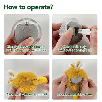 AUKL Interactive Cat Toys Ball with Super Driver, Motion Activate Electric Cat Toy Recommend on Wool Carpet (Robot), Grey, (LP16)