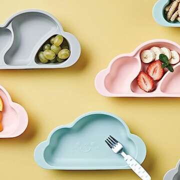 Mother's Corn Suction Plate for Baby | Divided Food-Grade 100% Silicone Feeding Bowls and Dishes for...