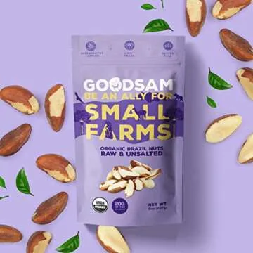 GoodSAM Organic Raw Brazil Nuts 0.5lb, Unsalted, Gluten Free, Non GMO, Vegan, Keto, Regenerative Farming, Direct Trade