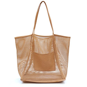 HOXIS Mesh Beach Tote Womens Shoulder Handbag Large
