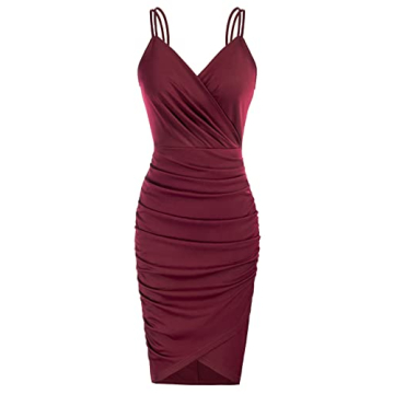 GRACE KARIN Party Dress for Women - V-Neck Sexy Elegant Homecoming Cocktail Dress Wine Red L