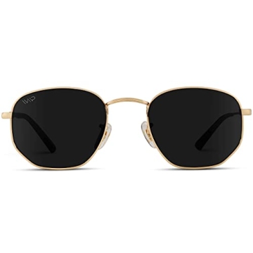 WearMe Pro Polarized Retro Sunglasses in Gold/Black Lens