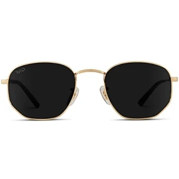 WearMe Pro Polarized Retro Sunglasses in Gold/Black Lens