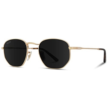 WearMe Pro Polarized Retro Sunglasses in Gold/Black Lens