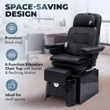 Pibbs PS92 Fiberglass Plumbing Free Pedicure Spa Featuring The Footsie Bath Tub with Disposable Liners, Swivel Chair That Reclines with 6 Vibration Functions & Adjustable Footrest, PIB-PS92