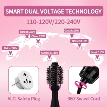 Dual Voltage Hair Dryer Brush for Effortless Styling