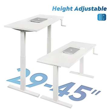 DEVAISE Adjustable Height Standing Desk, 55 inch Sit to Stand Up Desk Workstation with Crank Handle for Office Home, White