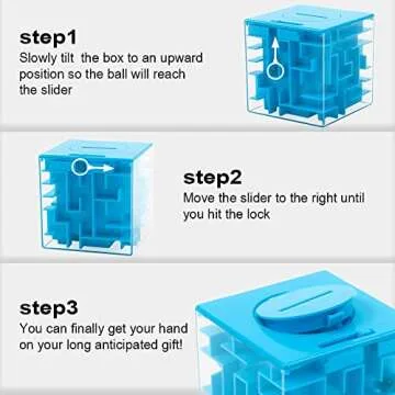 ThinkMax Money Maze Puzzle Box for Kids and Adults, Perfect Money Holder Maze Puzzle Gift Box (Blue)