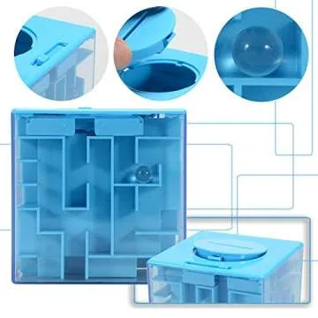 ThinkMax Money Maze Puzzle Box for Kids and Adults, Perfect Money Holder Maze Puzzle Gift Box (Blue)