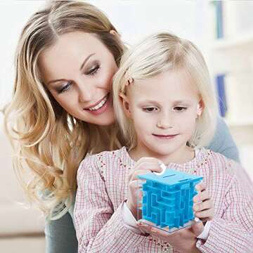 ThinkMax Money Maze Puzzle Box for Kids and Adults, Perfect Money Holder Maze Puzzle Gift Box (Blue)