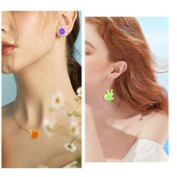 DIYBravo 4PCS Cute Button Resin Mold Flower Heart Apple Clover Silicone Epoxy Fridge Decorative Earring Studs Resin Casting Ornament Mold for DIY Gift Making Crafts