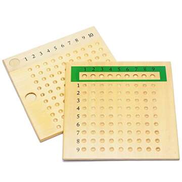 DANNI Montessori Baby Early Wood Math Teaching Aids Multiplication & Division Math Educational Toys Beads Board Red Green Learning Toy
