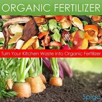 Indoor Kitchen Compost BIN by Spigo, Great for Food Scraps, Includes Charcoal Filter for Odor Absorbing, Removable Clean Plastic Bucket, Handles, Durable Stainless Retro Design, 1 Gallon, White