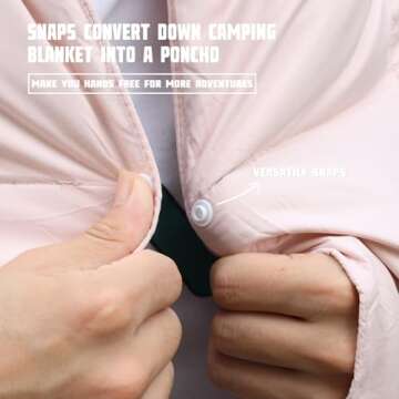 zzlamb Packable & Lightweight Camping Blanket, Soft Travel Duck Down Throw 650 Fill Power, Compact Warm Down Lap Blanket for Couch Airplane Car Picnic RV Backpacking Beach, 50x77in Cherry Pink