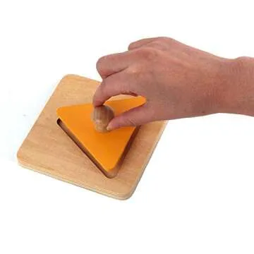 Thoth Montessori Single Shape Puzzle First Shapes Jumbo Wooden Puzzle Board Knob Wooden Puzzle Geometric Shape Puzzle Early Education Material Sensorial Toy for Toddler Shape & Color Sorter (4 pieces)