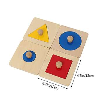 Thoth Montessori Single Shape Puzzle First Shapes Jumbo Wooden Puzzle Board Knob Wooden Puzzle Geometric Shape Puzzle Early Education Material Sensorial Toy for Toddler Shape & Color Sorter (4 pieces)