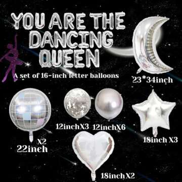 38 PCS Mamma Mia Party Decorations - You are the Dancing Queen Balloons, Banner & 70s Disco Decorati...