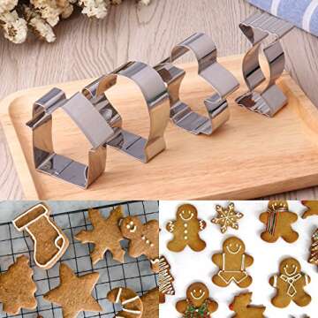 Christmas Cookie Cutters Set 12 Pieces Stainless Steel Cookie Cutter Set for Baking -Gingerbread Men...