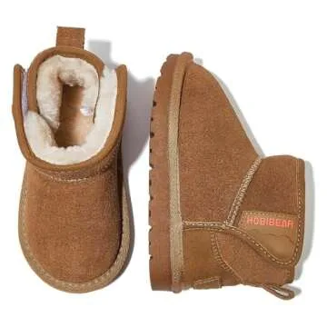 HOBIBEAR Toddler Suede Snow Boots - Warm & Cozy Safe Fit