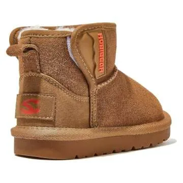 HOBIBEAR Toddler Suede Snow Boots - Warm & Cozy Safe Fit
