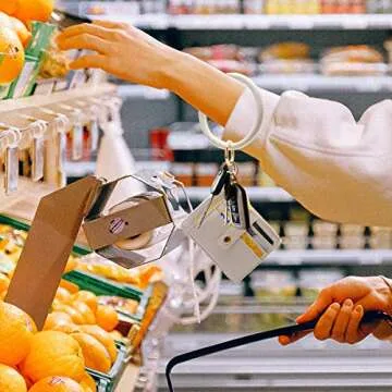 COOLANS Wristlet Bracelet Keychain Card Holder Card Pocket PU Leather Purse Tassel Keychain Bangle Key Ring for Women Girls (Card & Id Holder Purse 08 Litchi Pattern Creamy Grey)