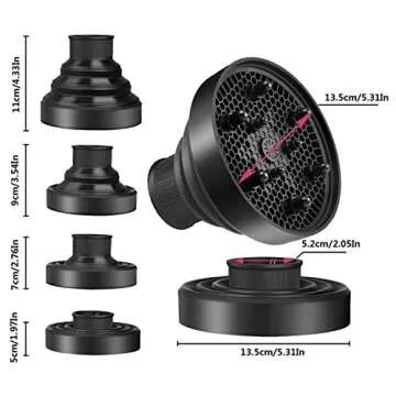 WAJIAYON Universal Collapsible Hair Dryer Diffuser Attachment- Salon Grade tool,Lightweight Foldable Portable Travel Folding Design Fit Most of blow Dryers-Black