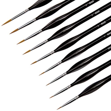 AIEX 9 Pieces Fine Detail Paint Brush Miniature Brush Set for All Painting Techniques