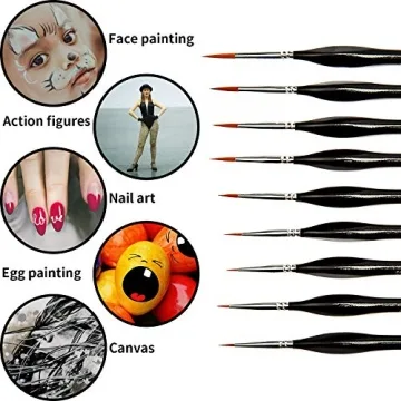 AIEX 9-Piece Fine Detail Paint Brush Set for Artists