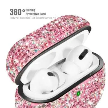 Luxurious Rhinestone AirPods Pro Case, Protective Bling Diamonds AirPod Pro Charging Protective Case...