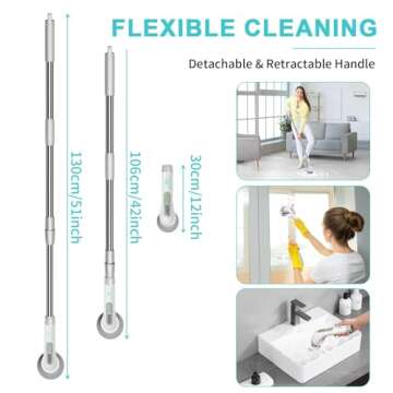 Electric Spin Scrubber, FARTVOLUS Cordless Cleaning Brush with 8 Replaceable Brush Heads, Bathroom and Floor Tile 360 Power Scrubber Dual Speed with Extension Handle for Bathtub, Kitchen, Window