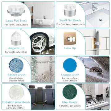 Electric Spin Scrubber, FARTVOLUS Cordless Cleaning Brush with 8 Replaceable Brush Heads, Bathroom and Floor Tile 360 Power Scrubber Dual Speed with Extension Handle for Bathtub, Kitchen, Window