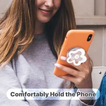 LOLLWIDY Phone Grip Compatible with MagSafe, Detachable Clear Flower Phone Grip Holder Collapsible, Compatible with Kindle, Smartphone Tablet Cell Phone Accessory (Magnetic Type, Pink)