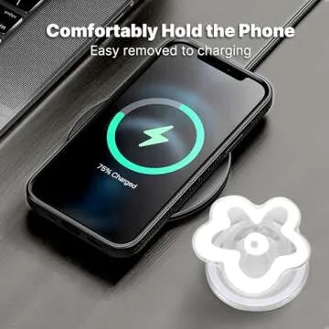 LOLLWIDY Phone Grip Compatible with MagSafe, Detachable Clear Flower Phone Grip Holder Collapsible, Compatible with Kindle, Smartphone Tablet Cell Phone Accessory (Magnetic Type, Pink)