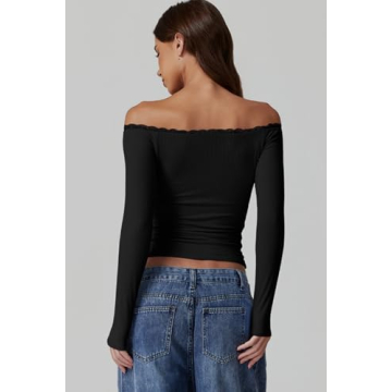Stylish QINSEN Off Shoulder Ribbed Top for Women