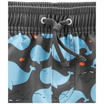 Simple Joys by Carter's Boys' Swimsuit Trunk and Rashguard Set, Black/Sky Blue Whales, 3T