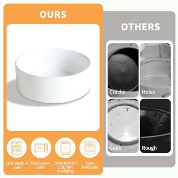 Ceramic Dog Cat Bowls 28OZ with Anti-Slip Wooden Stand, No Spill Dog Food Water Bowl Set Suitable for Small, Medium and Large Cats Dogs,Weighted Pet Bowls Set of 2,White