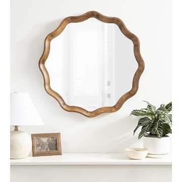 Kate and Laurel Hatherleigh 28" Round Wooden Wall Mirror