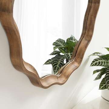 Kate and Laurel Hatherleigh 28" Round Wooden Wall Mirror